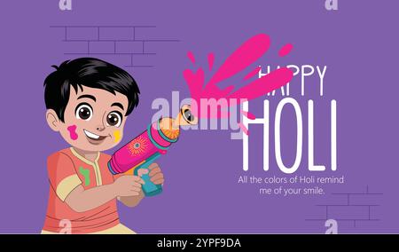 Colorful Holi Sale Banner With Water Gun Promoting 70-80% Discount Stock Vector