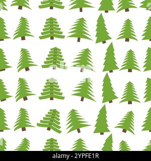 Seamless pattern with spruces on white background. Vector illustration Stock Vector