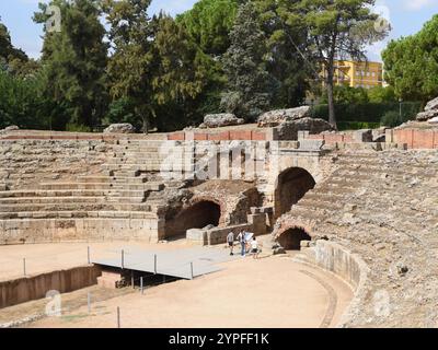 Section of the Roman Amphitheatre in Merida, Spain Stock Photo