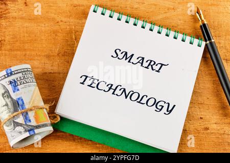 The concept of technology and development. Phrase, words, text SMART TECHNOLOGY close-up. Stock Photo