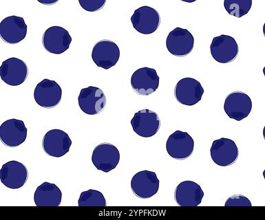 Graphic line seamless pattern with blueberry for seal. Vector Berry pattern consisting of beautiful seamless repeat blueberry. Stock Vector