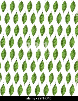 Decorative ornamental seamless spring pattern. vector graphic line Endless elegant texture with green leaves. Template for design fabric, backgrounds, Stock Vector