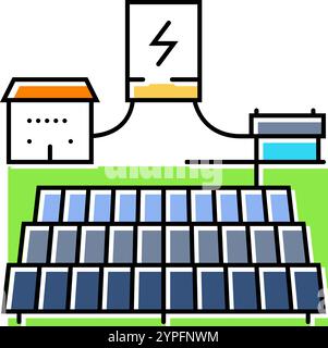 off grid solar panel color icon vector. off grid solar panel sign ...