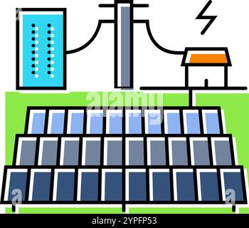 grid integration solar panel icon color illustration Stock Vector Image ...