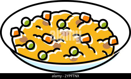 shrimp fried rice line icon, outline symbol, vector illustration ...