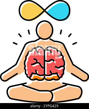 mind body connection neuroscience neurology color icon vector ...