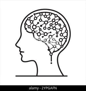 line style icon of a brain vector silhouette Stock Vector