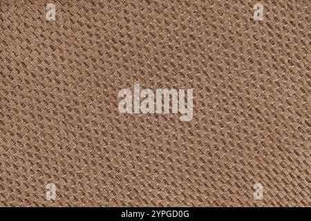 Texture of brown jacquard fabric of diagonal rough weave macro, close up. Material for home textile, upholstery and curtain decor, garment. Background Stock Photo