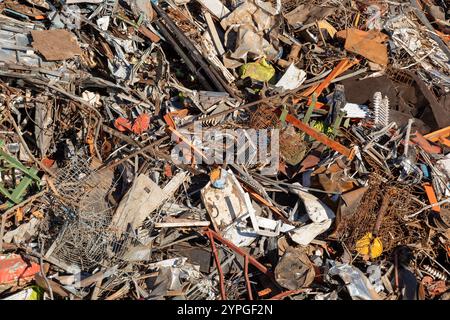 Scrap Metal Background Texture – Bent Trash Metal for Recycling and Environmental Design Stock Photo