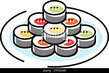 kimbap rolls korean cuisine color icon vector illustration Stock Vector