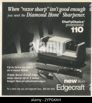 1989 Edgecraft Chef's Choice 3-Stage Electric Diamond Knife Sharpener Ad Stock Photo