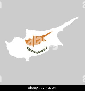 Cyprus outline of map on background of national flag Stock Vector