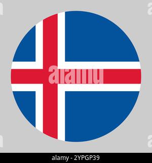 Iceland flag, circle frame, round icon Stock Vector