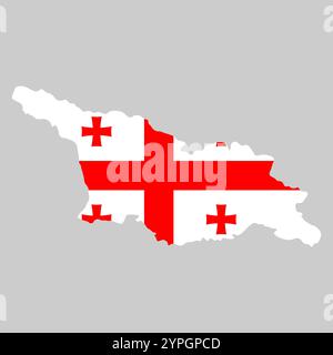 Georgia outline of map on background of national flag Stock Vector
