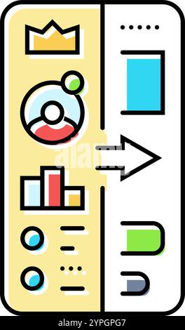 gamification ux ui design color icon vector illustration Stock Vector ...