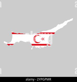 Northern Cyprus outline of map on background of national flag Stock Vector