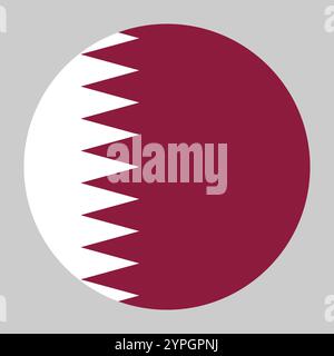 Qatar flag, circle frame, round icon Stock Vector