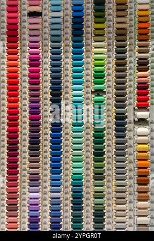 Display of colourful threads or cottons for sewing or needlework Stock Photo