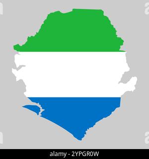 Sierra Leone outline of map on background of national flag Stock Vector