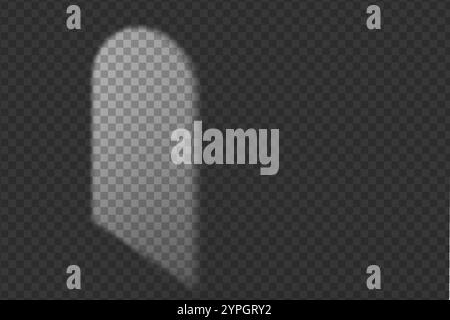 Light effect shadow overlay from arched window isolated transparent background. Stock Vector