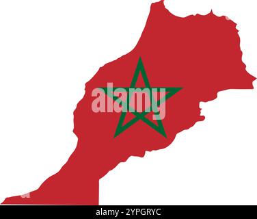 Morocco outline of map on background of national flag Stock Vector