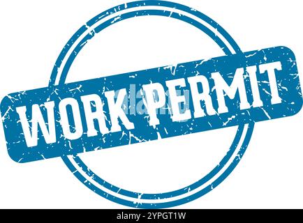 work permit round stamp isolated on transparent background. work permit stamp Stock Vector