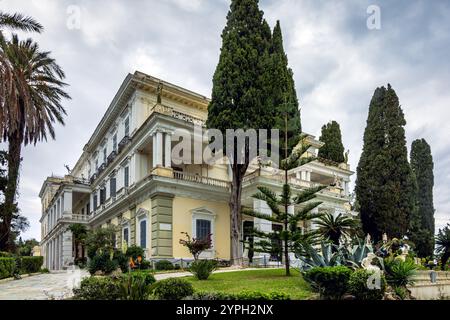 Achilleion Palace is an iconic palace located in Corfu, Greece. It was built by the Empress of Austria Elisabeth, also known as Sisi Stock Photo