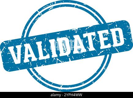validated round stamp isolated on transparent background. validated stamp Stock Vector