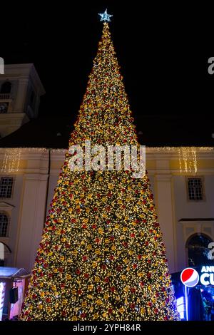 Christmas tree in the town square Stock Photo