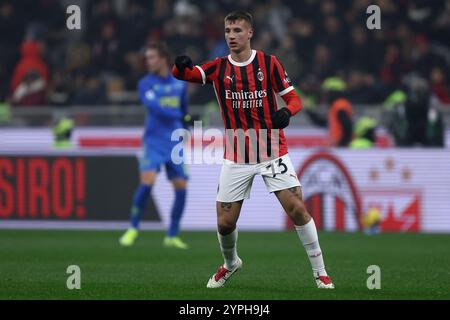 Francesco Camarda of Ac Milan gestures during the Serie A match ...