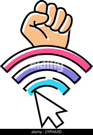 hacktivism cyberpunk line icon vector illustration Stock Vector Image ...