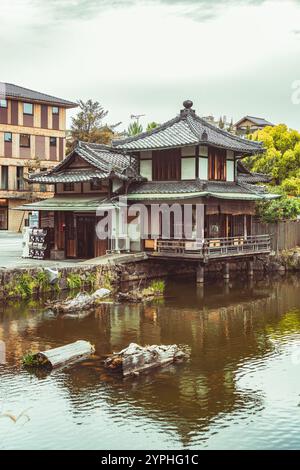 Nara, Japan - 05.06.2024: Traditional architecture in Nara. View with the Sarusawa-Ike Pond Park Stock Photo