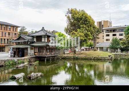 Nara, Japan - 05.06.2024: Traditional architecture in Nara. View with the Sarusawa-Ike Pond Park Stock Photo