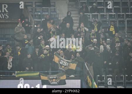 Paris, France. 30th Nov, 2024. Supporters of Nantes during the French championship Ligue 1 football match between Paris Saint-Germain and FC Nantes on 30 November 2024 at Parc des Princes stadium in Paris, France - Photo Matthieu Mirville/DPPI Credit: DPPI Media/Alamy Live News Stock Photo