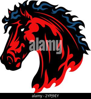 Aggressive Red Horse Mascot Design Stock Vector