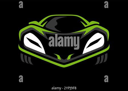 Front View of High Performance Car Shaped as Frog Head Stock Vector