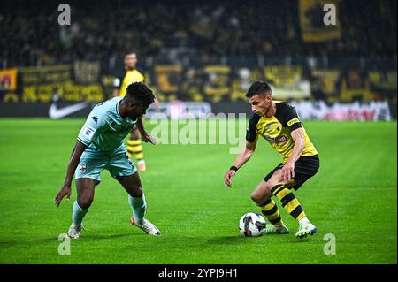 Stavros Pilios #3 of AEK Athens F.C. celebrates his goal during the ...