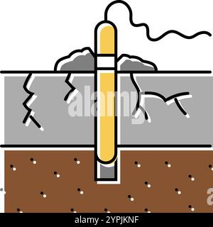 rock blasting mining color icon vector. rock blasting mining sign ...