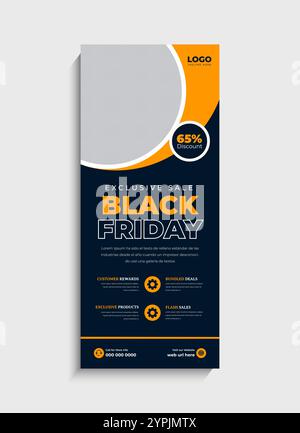 Black Friday Sale roll up banner or standee design Stock Vector