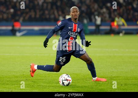 Paris, France. 30th Nov, 2024. Nuno Mendes of PSG during the French championship Ligue 1 football match between Paris Saint-Germain (PSG) and FC Nantes on 30 November 2024 at Parc des Princes stadium in Paris, France - Photo Jean Catuffe/DPPI Credit: DPPI Media/Alamy Live News Stock Photo