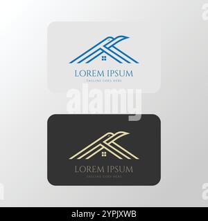 Eagle Hawk Falcon Line Monogram House for Real Estate Logo Design Vector Stock Vector