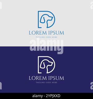 Initial Letter D for Dog Monogram Head Illustration Symbol Design Vector Stock Vector