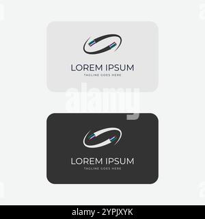 Simple Minimalist Cable Fiber Optic Logo Design Vector Stock Vector