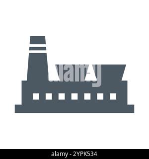 Factory building with a tall chimney. Industry and manufacturing flat design illustration. Ideal for industrial, production, and business themes. Stock Vector
