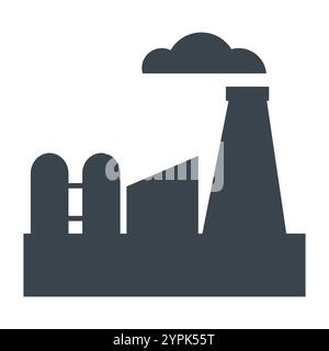 A factory building with a smokestack emitting smoke, symbolizing industry, manufacturing, and environmental impact. Ideal for industrial, theme Stock Vector
