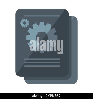 Document with a gear, symbolizing settings, configuration, or technical documentation. Ideal for tech, software, and IT themes. Stock Vector