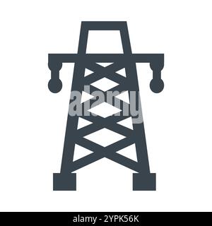 Transmission tower icon, symbolizing power distribution and electrical engineering. Ideal for energy, infrastructure, and utility themes Stock Vector
