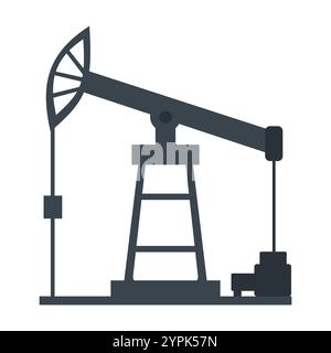 Nodding donkey oil pump illustration. Oil extraction and industry flat design. Ideal for energy, petroleum, and industrial themes. Stock Vector