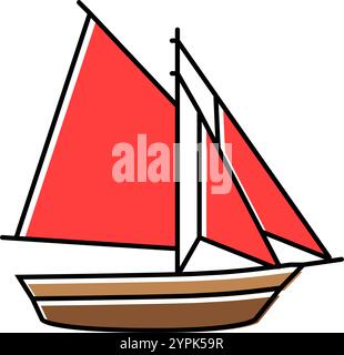 sloop ancient ship color icon vector illustration Stock Vector Image ...