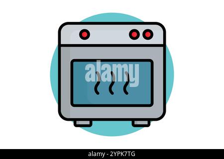 Oven icon. colored outline icon style. icon related to kitchen utensils. meal elements vector illustration Stock Vector
